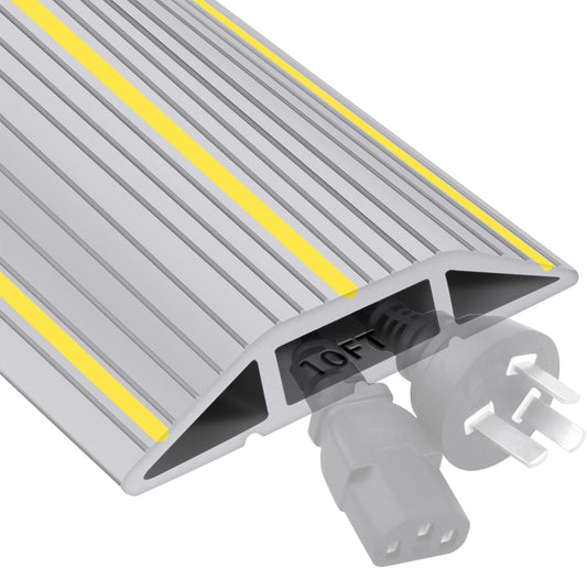 10Ft Cord Cover Heavy Duty Cable Protector 3 Channels Contains Cords Cables and Wires Easy to Unroll-Conceal Wires of Home Office Warehouse Workshop Concerts or Other Outdoors Surround (Gray-10Ft)