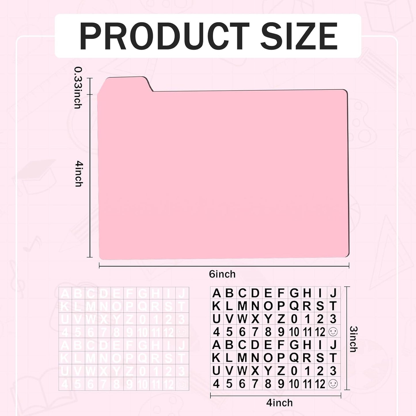 Harloon 52 Pcs Dry Erase Index Card Guide Set Include 50 Index Card Dividers 2 Number Alphabet Sticker with Tabs Photo Dividers for Office Business Back to School Supplies(4 x 6 Inch,Candy)