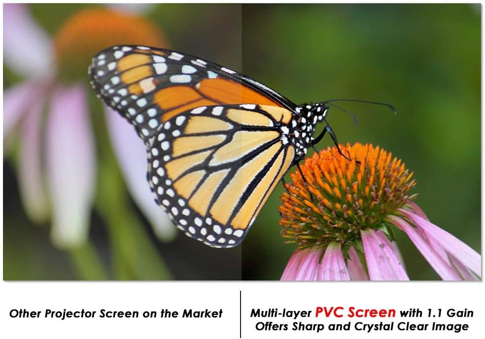 100" Detachable Projector Screen and Stand Outdoor Portable Movie Projection 16:9 4K HD Home Theater Camping Backyard Cinema with Carry Bag