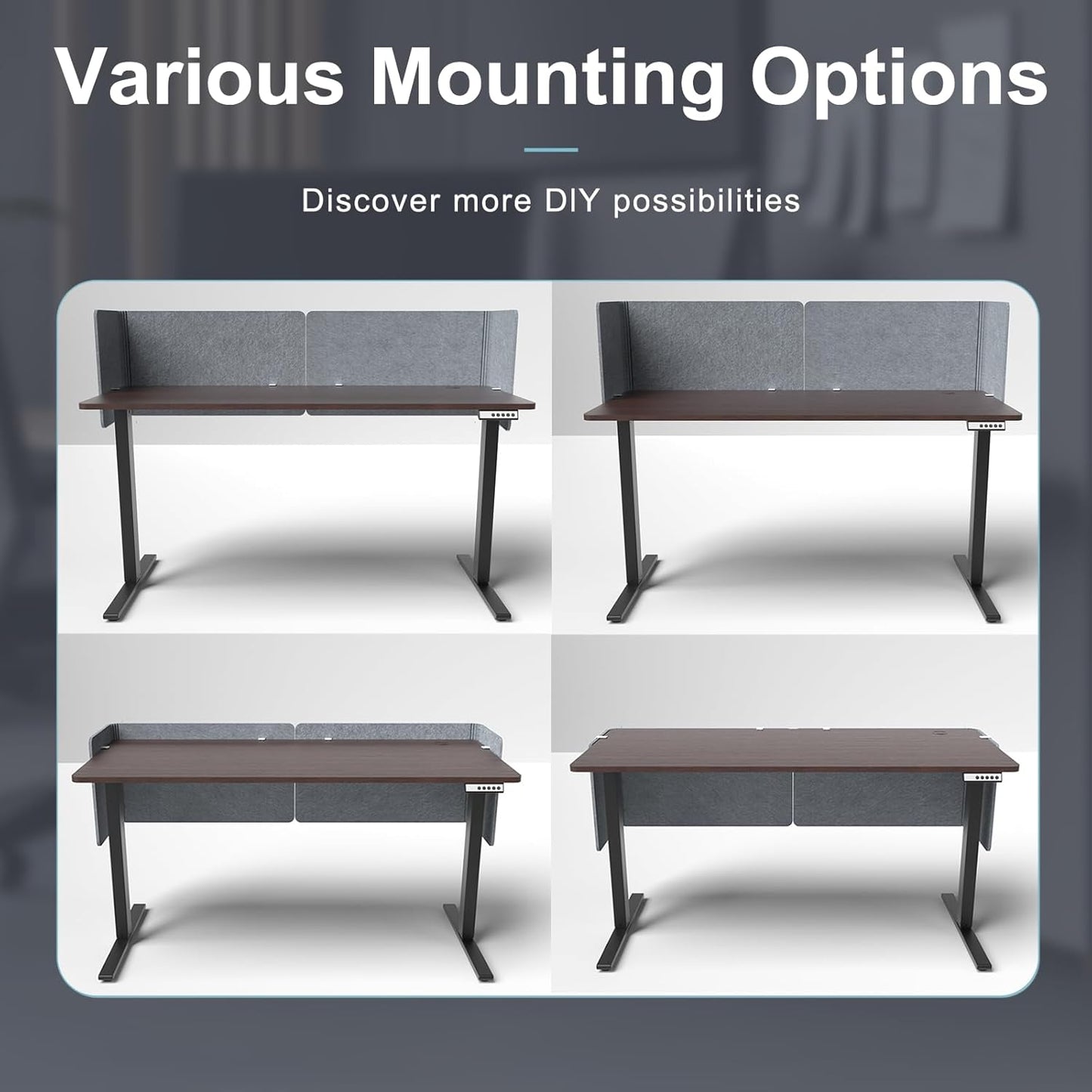 2-in-1 Adjustable Desktop & Under Desk Privacy Panel - 2PCS L-Shaped Acoustic Desk Divider That Reduce Noise and Visual Distractions, for Home Office Classroom (Grey, 39.4" x 15.7")