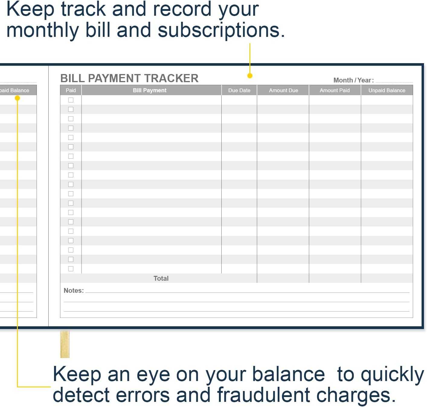 Bill Tracker Notebook - Monthly Bill Organizer & Planner for Personal Budgeting Financial, Payments Checklist Organizer, 7" x 10", Blue