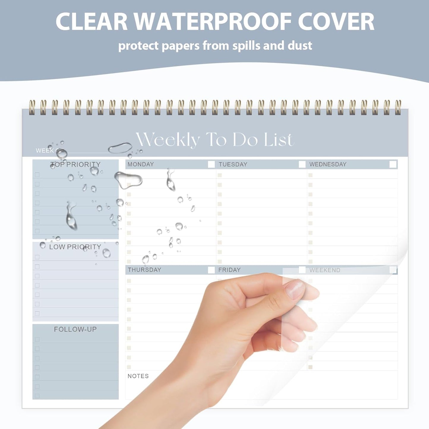 Weekly To Do List Notepad, Undated Planner with 52 Sheets (8.5''x11''), Desk Weekly Planner for Women & Man, Home School & Work