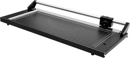 24 Inch Manual Precision Rotary Paper Trimmer, Metal Precision Paper Cutter with Pre-Printed Grids 0-60°Cutting Angle for Paper Less Than 1mm, Cutting Table 31.29 * 14.17 inches