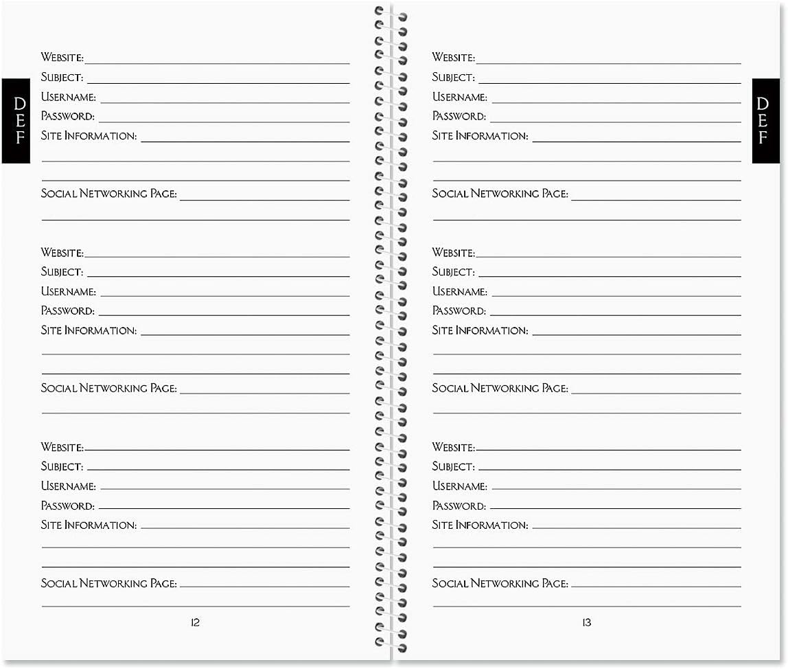 Current By The Sea Password & PIN Keeper Book, 94 Pages, 5” x 8.5” Size Spiral Bound, Soft Cover Internet Organizer for Offline Website, Login, & Username Storage