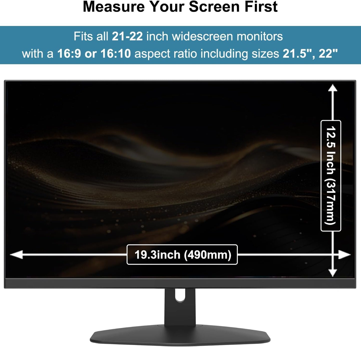 Hanging Computer Privacy Screen Protector Shield Compatible for 21.5/22 Inch Widescreen Desktop Monitor - Anti Glare & Blue Light Filter - Hanging Design for Easy On/Off