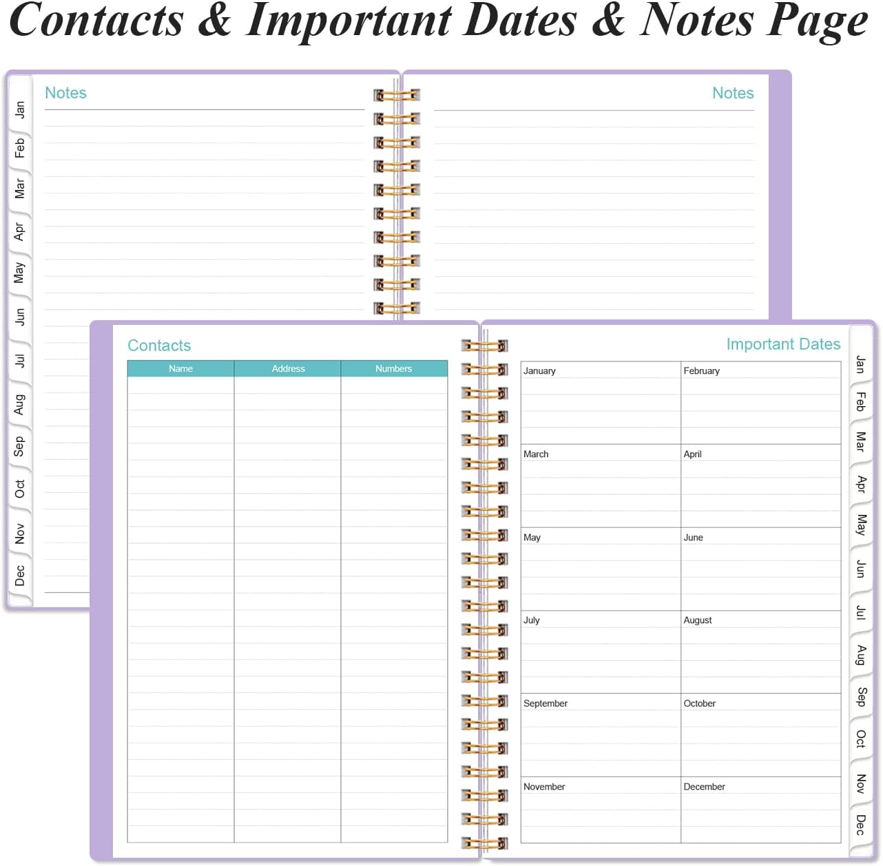 2026 Planner - Weekly and Monthly Calendar Planner from Jan 2026 - Dec 2026, Planner 2026 Spiral Bound with 12 Monthly Tabs, Inner Pocket, Perfect for School Office Supplies, 6.4" x 8.5", Purple