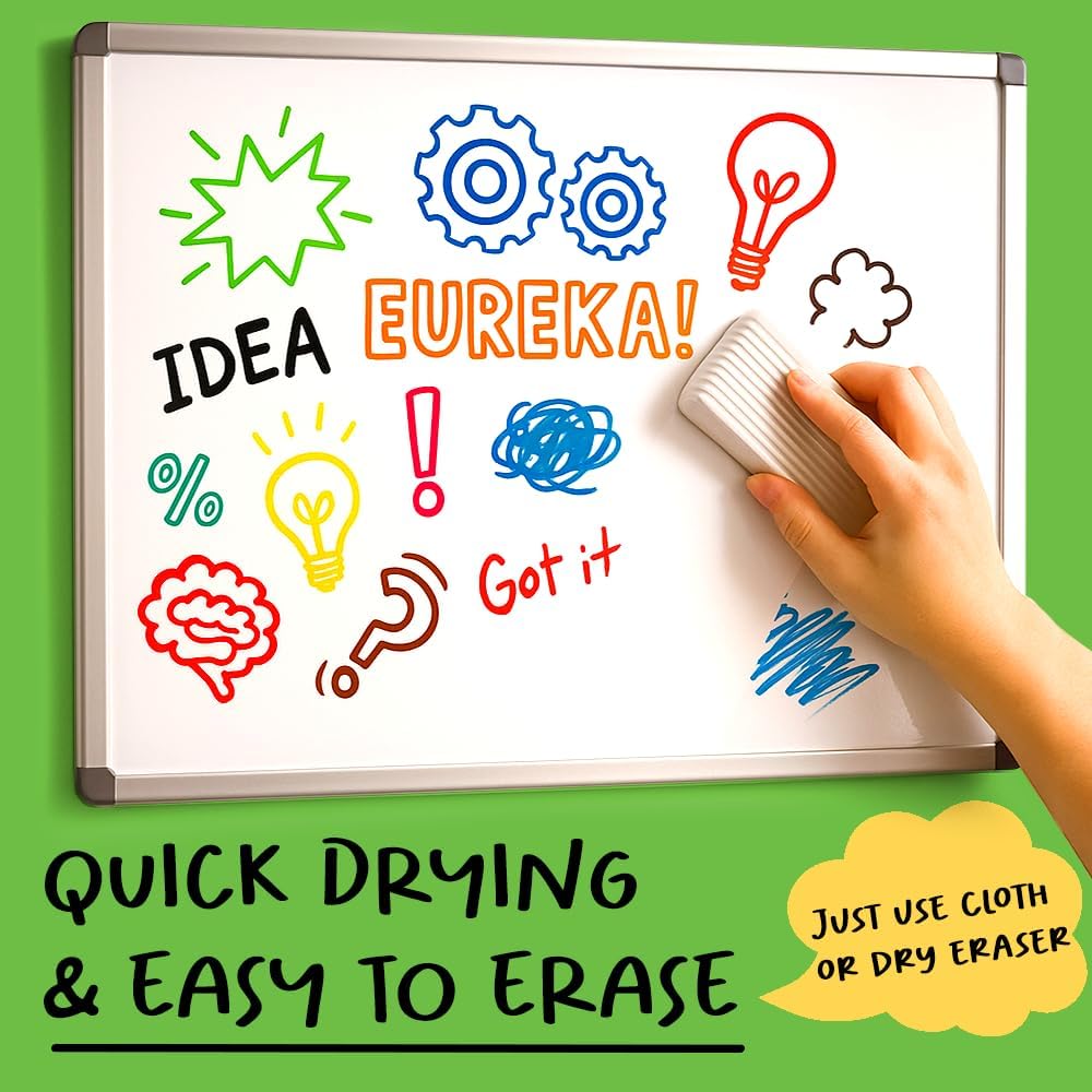 Chalkola 60 Fine Tip Dry Erase Markers Bulk (60 Pack, 12 Colors) | Non toxic, Low Odor Whiteboard Markers for Kids, Teachers, Office, School, Classroom Supplies - Thin Point White Board Dry Erase Pens