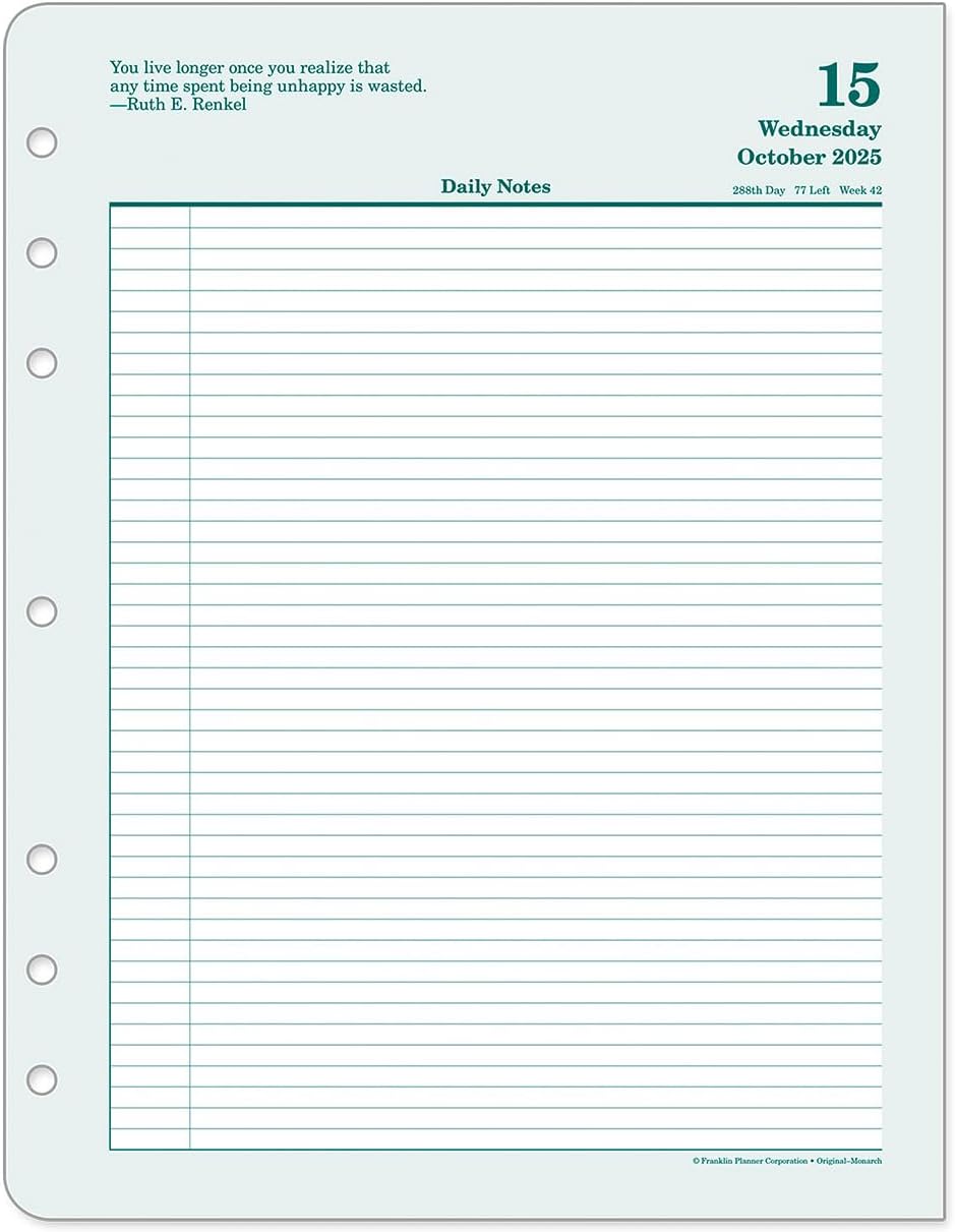 FranklinCovey - Original Two Page Per Day Ring-Bound Planner (Monarch, Oct 2025 - Sep 2026)