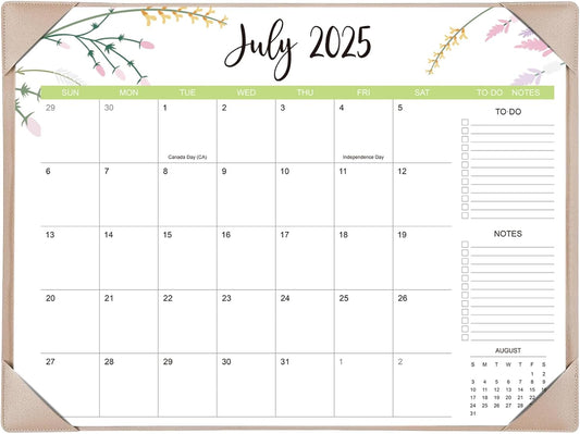 Desk Calendar 2025-2026 with Desk Mat – 22" x 17" Large Desk Pad Calendar Runs From Jul 2025 to Dec 2026, Floral Design Desktop Calendar with To-Do, Notes for Planning, Organizing, and Scheduling Your Life (Apricot)