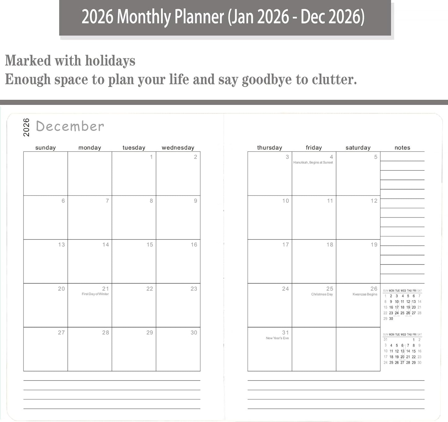 2026 Daily Planner/Calendar, One Page Per Day, Daily Monthly Agenda Planner with Time Slots and Monthly Tabs, Jan - Dec 2026, 5.7" x 8.25" Appointment Book, Pen Holder, Leather Cover (2026-Sky blue)