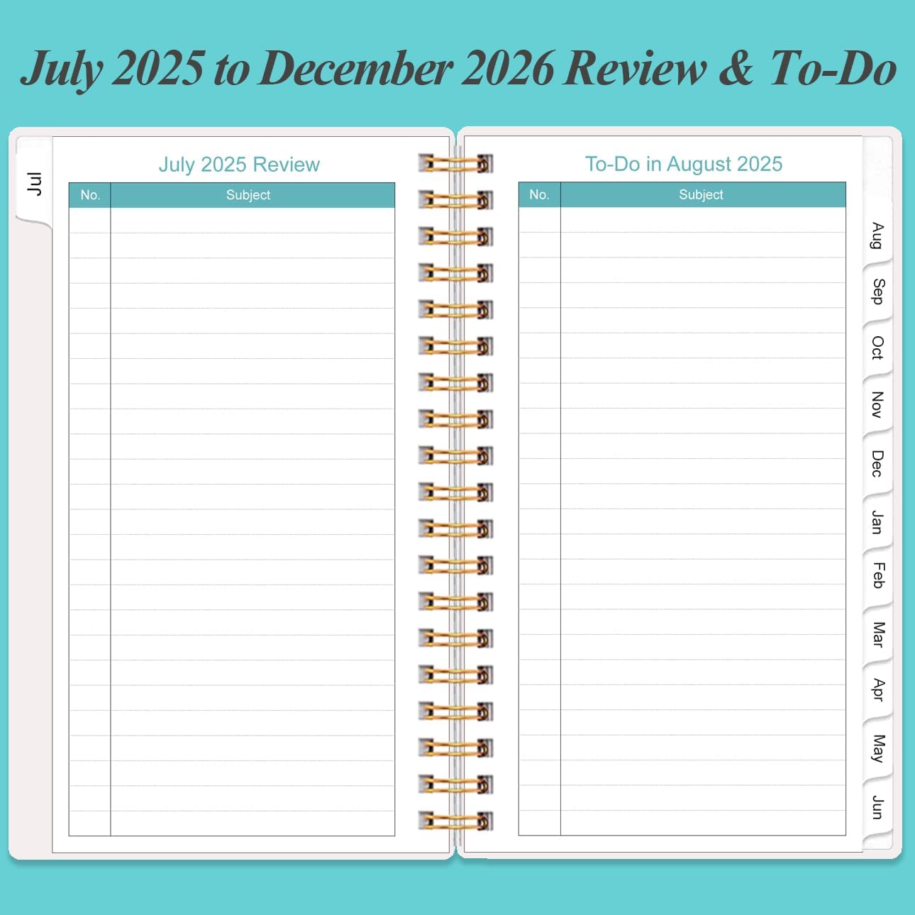2025-2026 Monthly Planner - July 2025 - December 2026, Two Pages Per Month, 18 Monthly Calendar/Planner with Tabs, Strong Twin-Wire Binding, Inner Pocket, 3.75" x 6.5", Teal Flower
