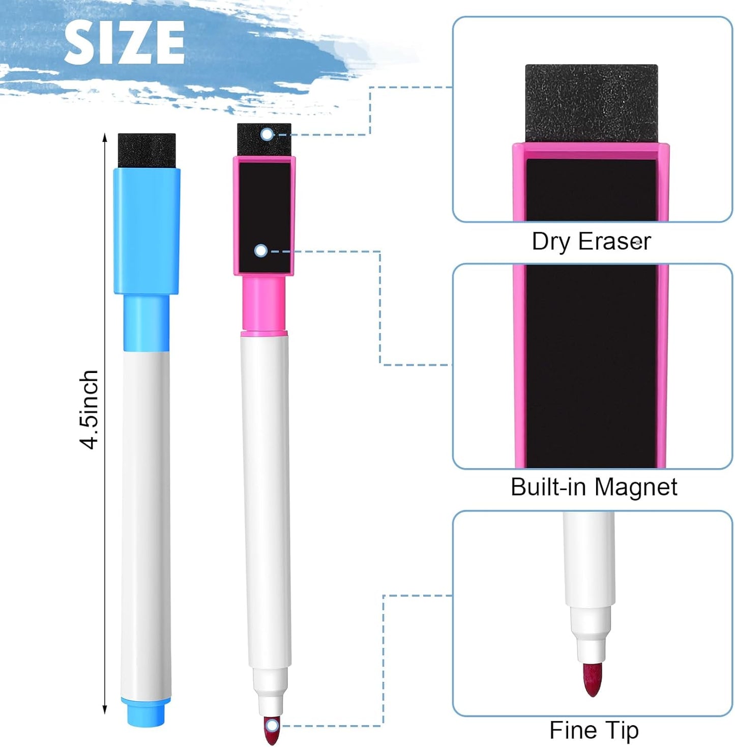 Kosiz 320 Pcs Magnetic Dry Erase Markers, Multicolor Marking Pens with Fine Point Tip, Erasable Caps, Ideal for Whiteboard Dry Erase Boards School Office Home