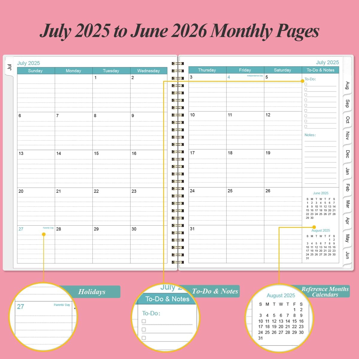 2025-2026 Appointment Book & Planner - 8.5" x 11" Daily Hourly Planner 2025 from July 2025 - June 2026, Weekly Appointment Book with 30-Minute Interval, Pink