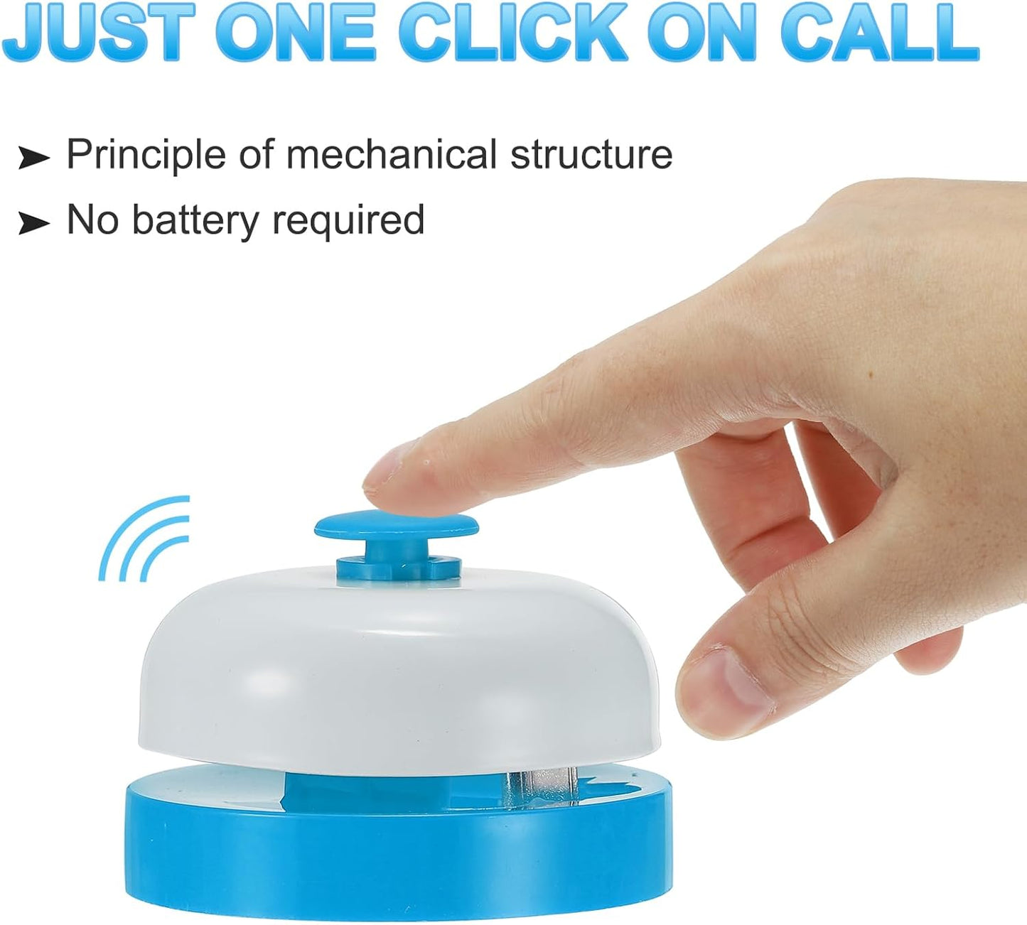 PATIKIL 6 Pcs Desk Call Bell 2.5" Dia with Metal Anti-Rust Construction Blue/White