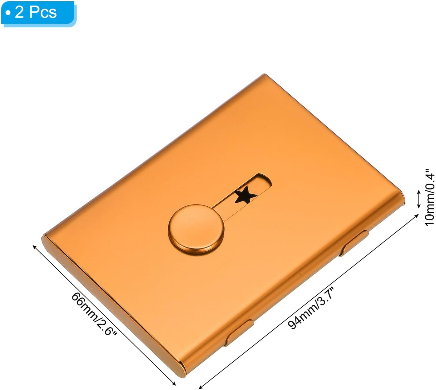 PATIKIL 2 Pcs Business Card Holder, Thumb Drive Business Card Holder Portable Business Card Holders Alloy Slide Out Card Case for Business Meeting, Gold