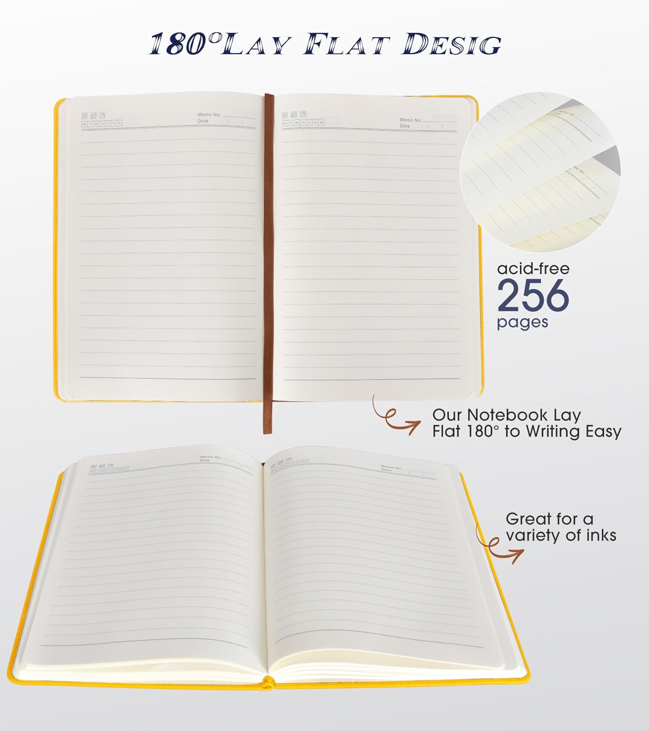 Lined Journal Notebook for Women Men,256 Pages A5 Hardcover Leather Journals for Writing,Travel,Business,Work & School,College Ruled Notebooks for Note Taking,Diary Notepad 5.7"×8.3" yellow