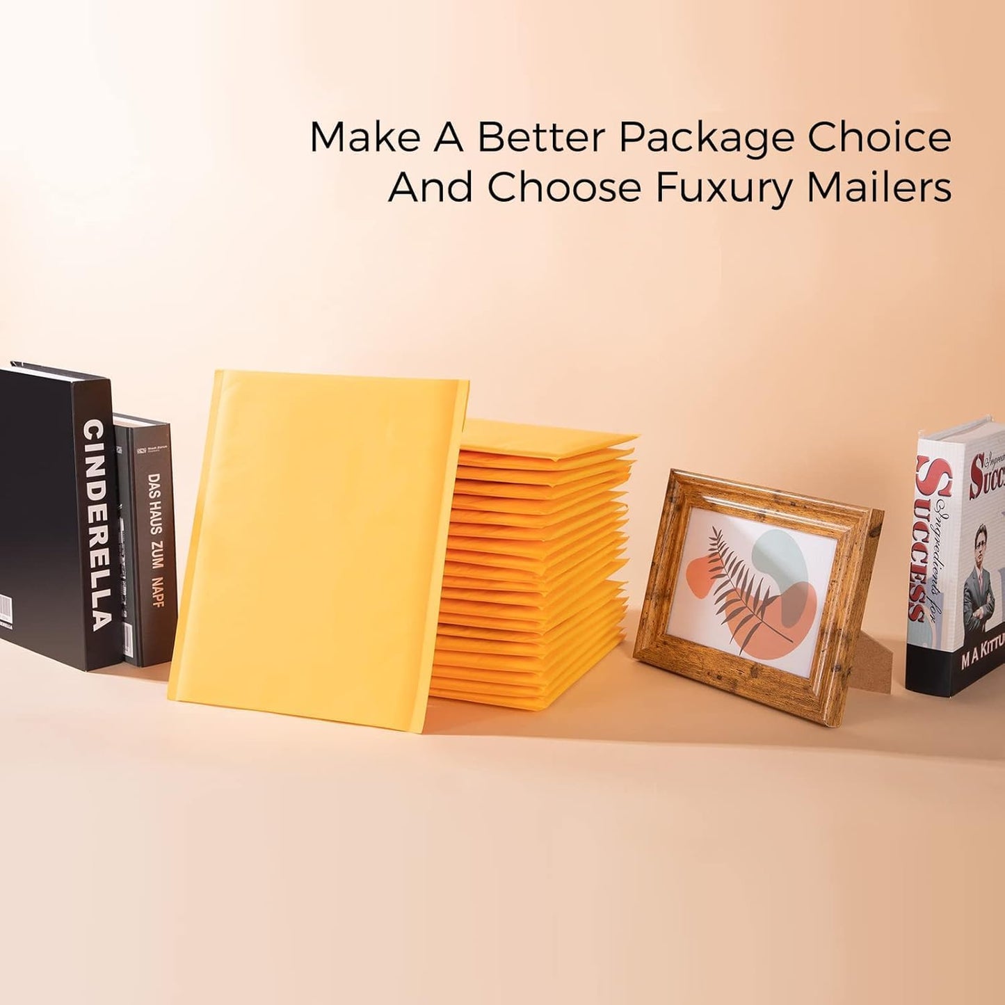 Fuxury Kraft Bubble Mailer 10.5x16" 200Pack Strong Adhesion Padded Envelopes Kraft Yellow Bubble Envelopes Usable Size 10.5x15" Waterproof Cushioned Padded Mailers Packaging for Small Business