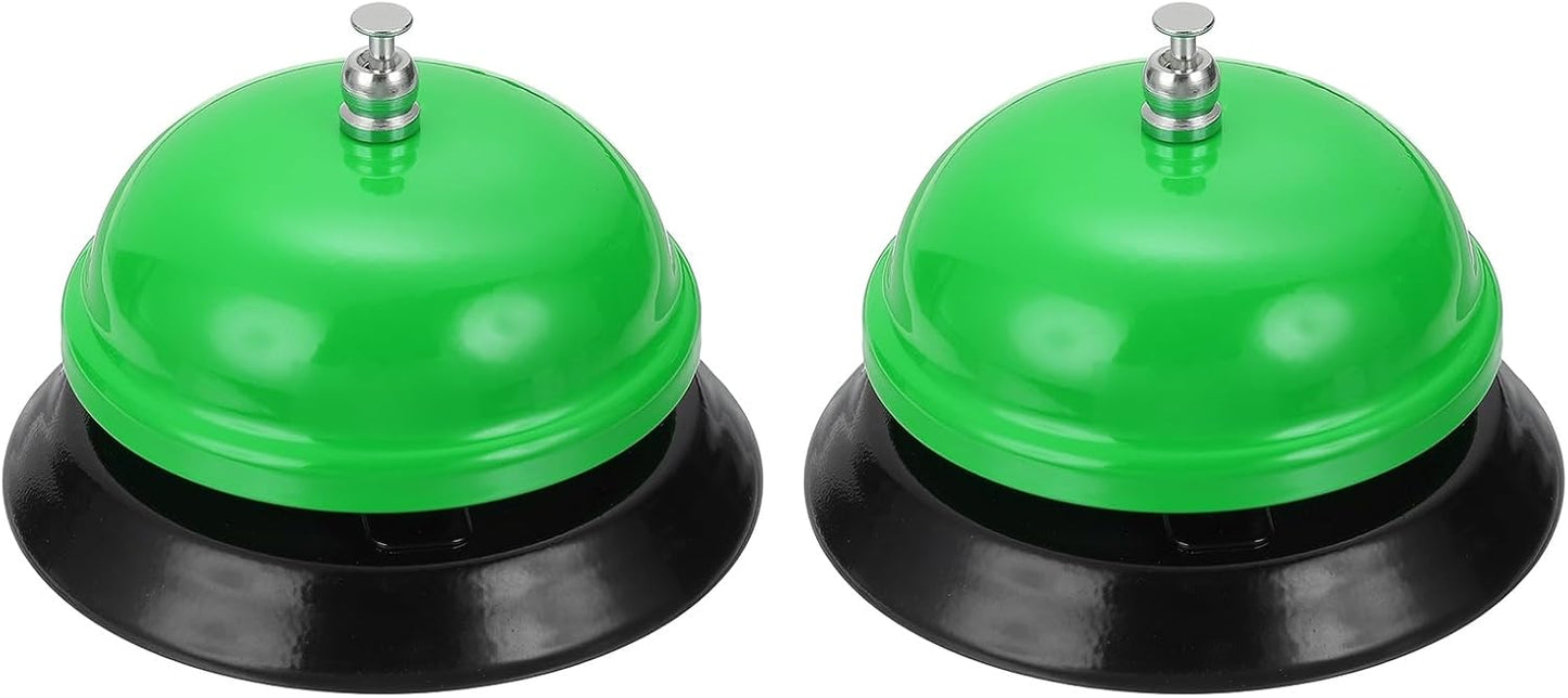uxcell 2Pcs Desk Service Call Bell, 3.35 Inch Metal Dinner Service Bell Ring for Hotel Restaurant Reception Area and Wedding Party Events, Green