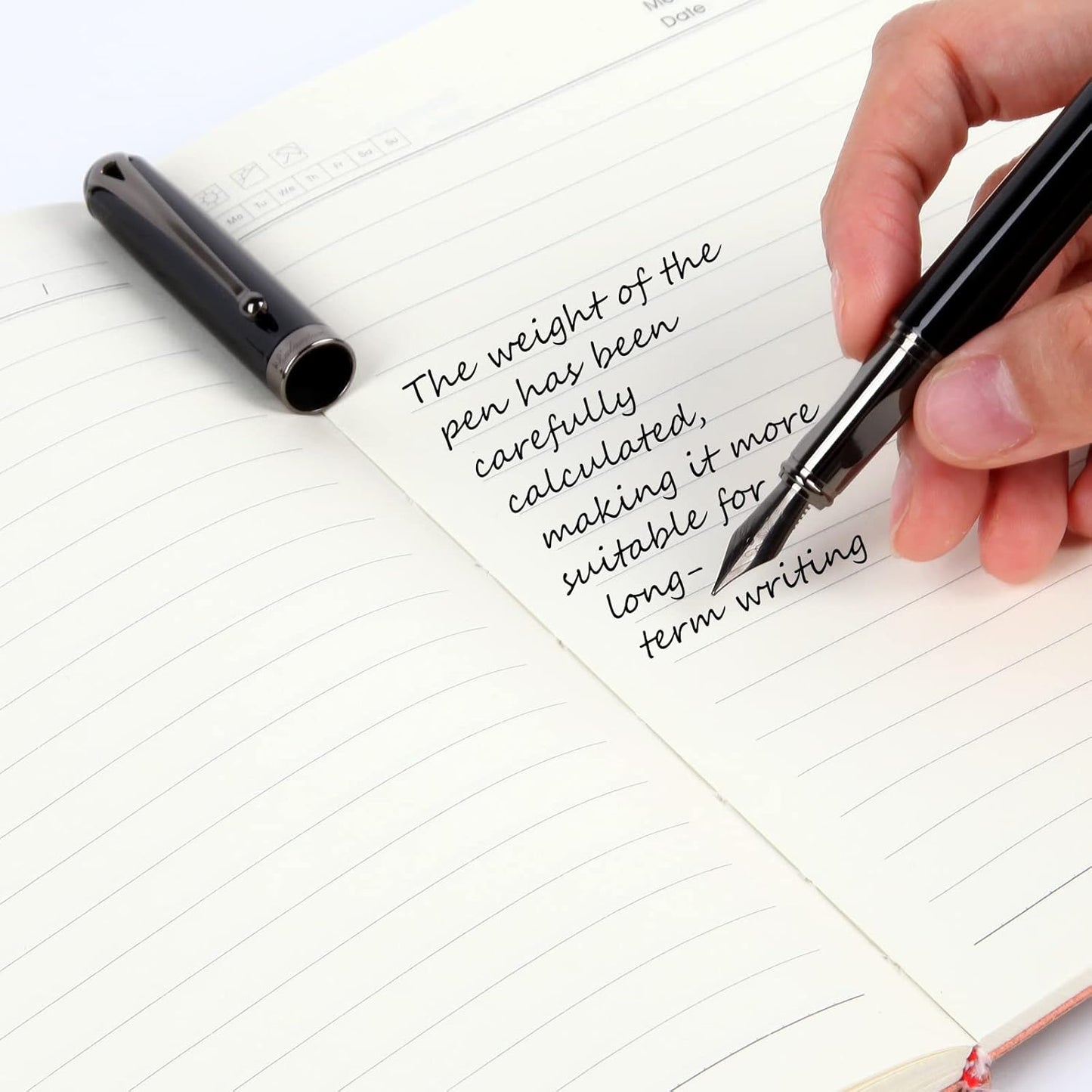 Fountain Pen-Smooth Writing Metal Water Pen with Gift Case Fine Nib Consistent Ink Flow Luxury Pen for Nice Pens Includes a Calligraphy Nib 8 Cartridges a Ink Refill Converter(Grey)