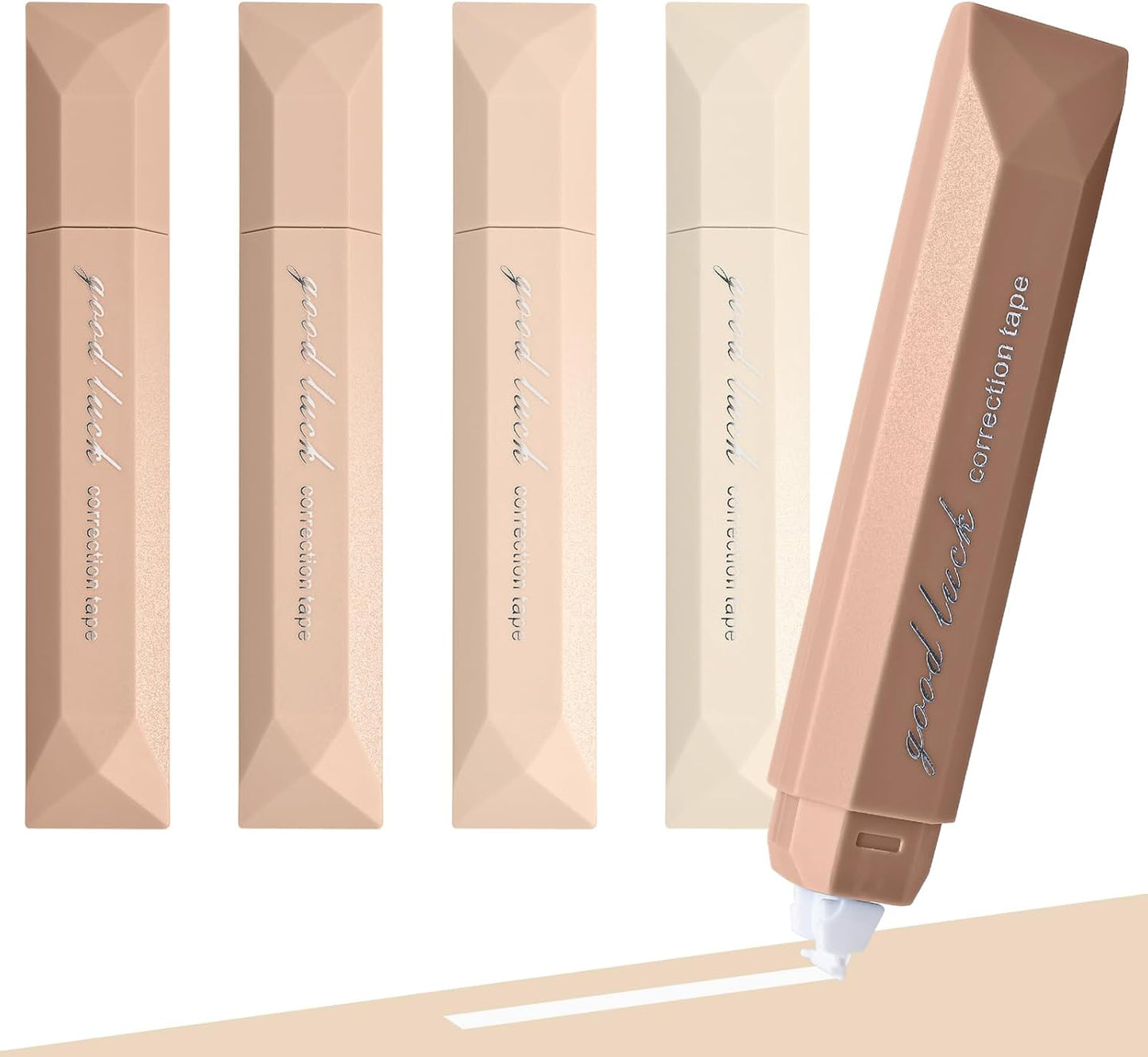 Temiary 5 Pcs White Correction Tapes, Aesthetic Correction Tape Pens Smooth Pull Out, Easy to Use Pen Shaped Applicator for Students School Office Supplies (Coffee)