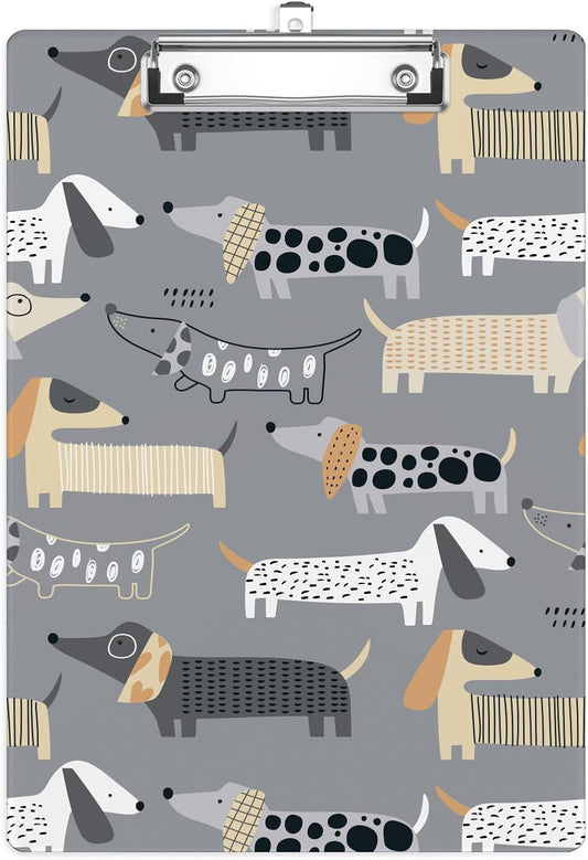 Funny Dachshund Plastic Clipboards,Cute Fashion Clipboard Decorative 8.5" x 12.5"Standard A4 Size Clipboards,Acrylic Clipboard for Teacher,Social Worker,Students,Nurse,Office Supplies