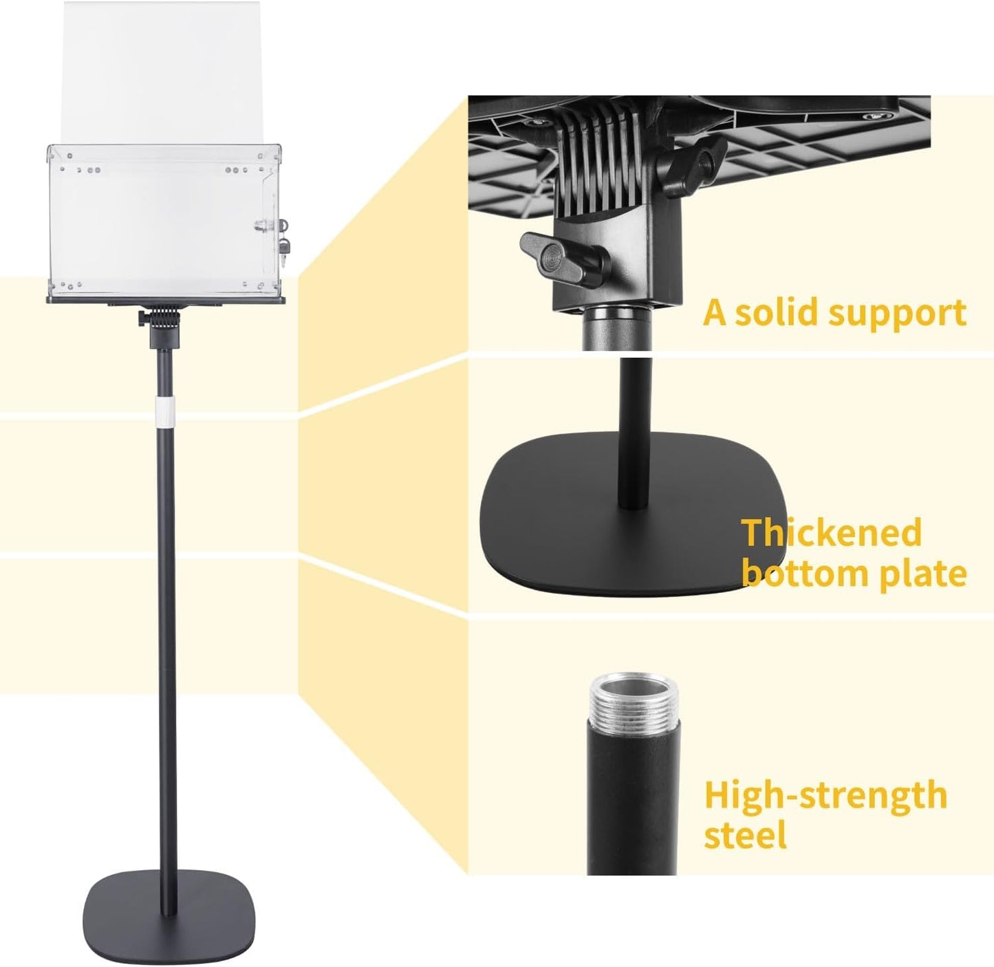 Suggestion Box with Stand, Floor Standing Offering Boxes for Church, Sign Holder, Heavy Duty Metal Base, Donation Boxes Locking Ballot Collection Safe Box for Election Voting Contest