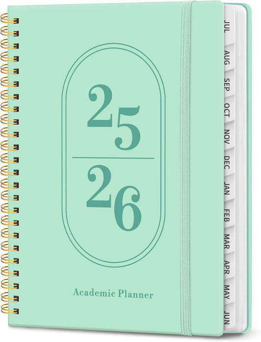 Planner 2025-2026, Academic Year Weekly and Monthly Calendar Planner, July 2025 - June 2026, Spiral Bound School Planning Tool, Perfect for Teacher, Student, Woman & Men - A4 (8.5" x 11"), Seafoam