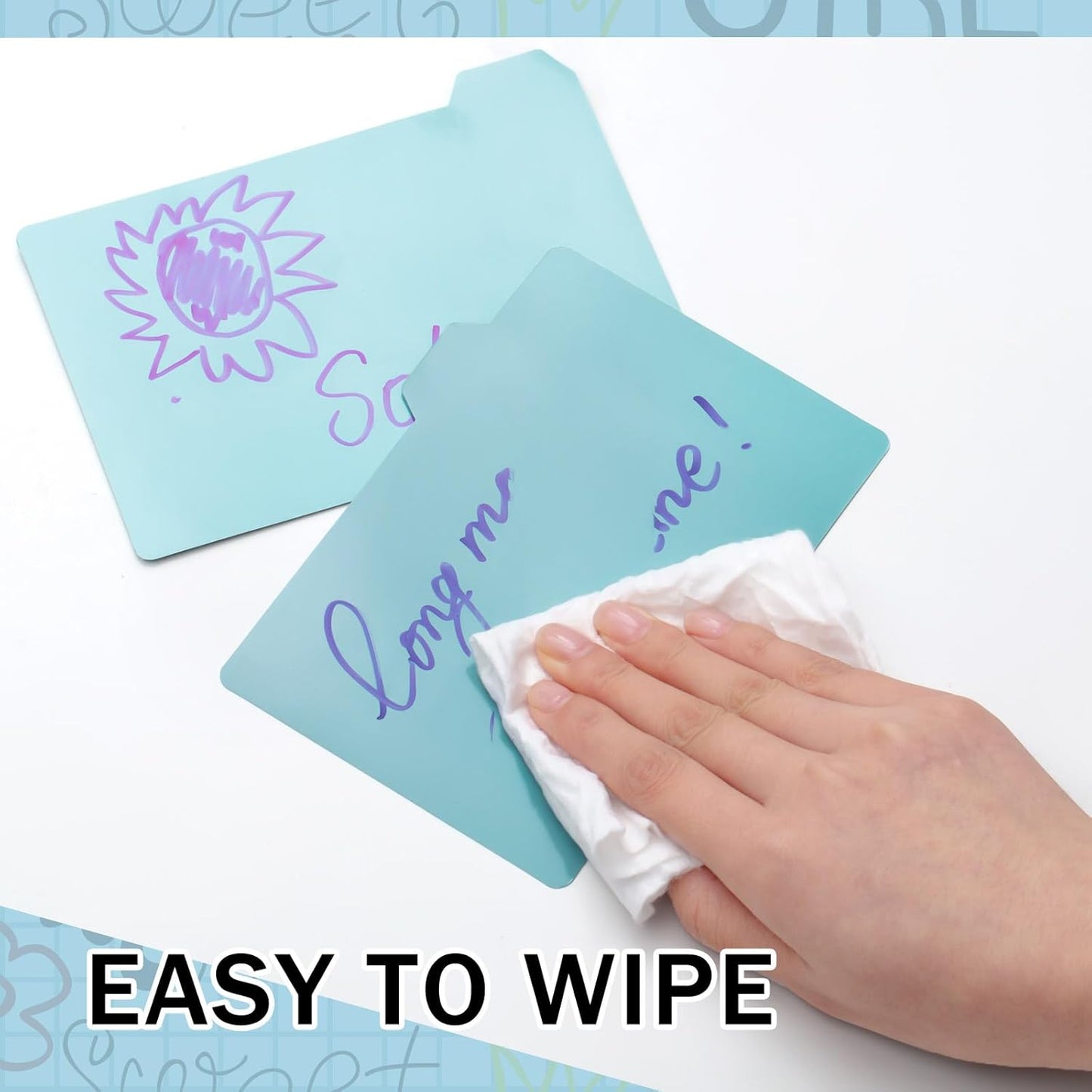 Harloon 52 Pcs Dry Erase Index Card Guide Set Include 50 Index Card Dividers 2 Number Alphabet Sticker with Tabs Photo Dividers for Office Business Back to School Supplies(3 x 5 Inch,Modern Blue)