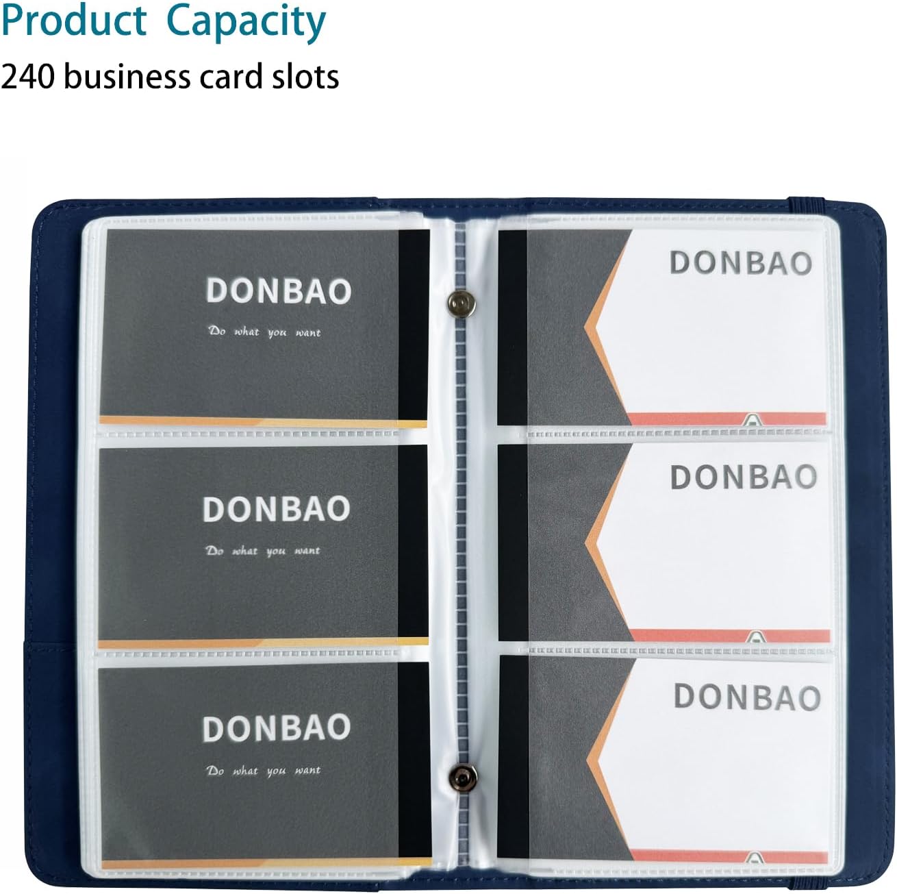 Leather Professional Business Card Holder Book Organizer, 240 Card Slots Capacity Booklet, Premium PU Name Cards Storage Folder with Soft Cover, Credit Card Binder Holder for Men/Women (Dark Blue)