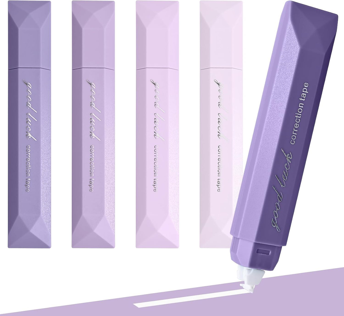 Temiary 5 Pcs White Correction Tapes, Aesthetic Correction Tape Pens Smooth Pull Out, Easy to Use Pen Shaped Applicator for Students School Office Supplies (Purple)