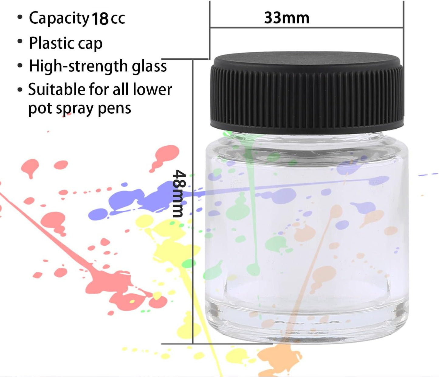 12pcs Airbrush Bottles Glass Jar for Air brush spray paint ink or colors storage