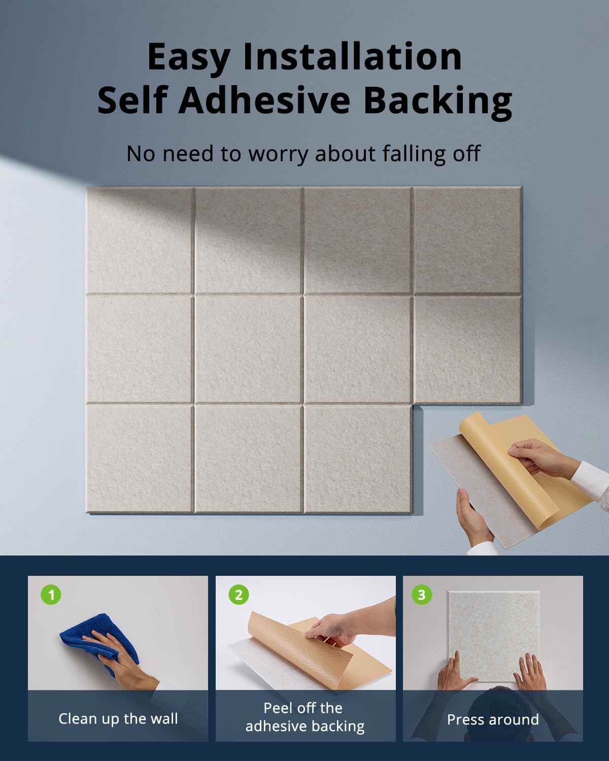 12 Pack Acoustic Panels Sound Absorbing 12"X12"X0.4" Self-adhesive Acoustic Panels High Density Sound Proof Panels for Walls, Door And Ceiling Beige