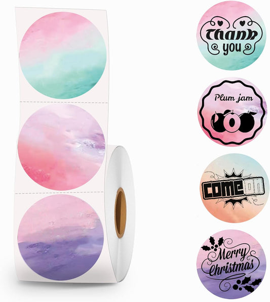 2 inch Round Thermal Labels - Direct Thermal Stickers, 500 Labels for Printer, 4 Colors