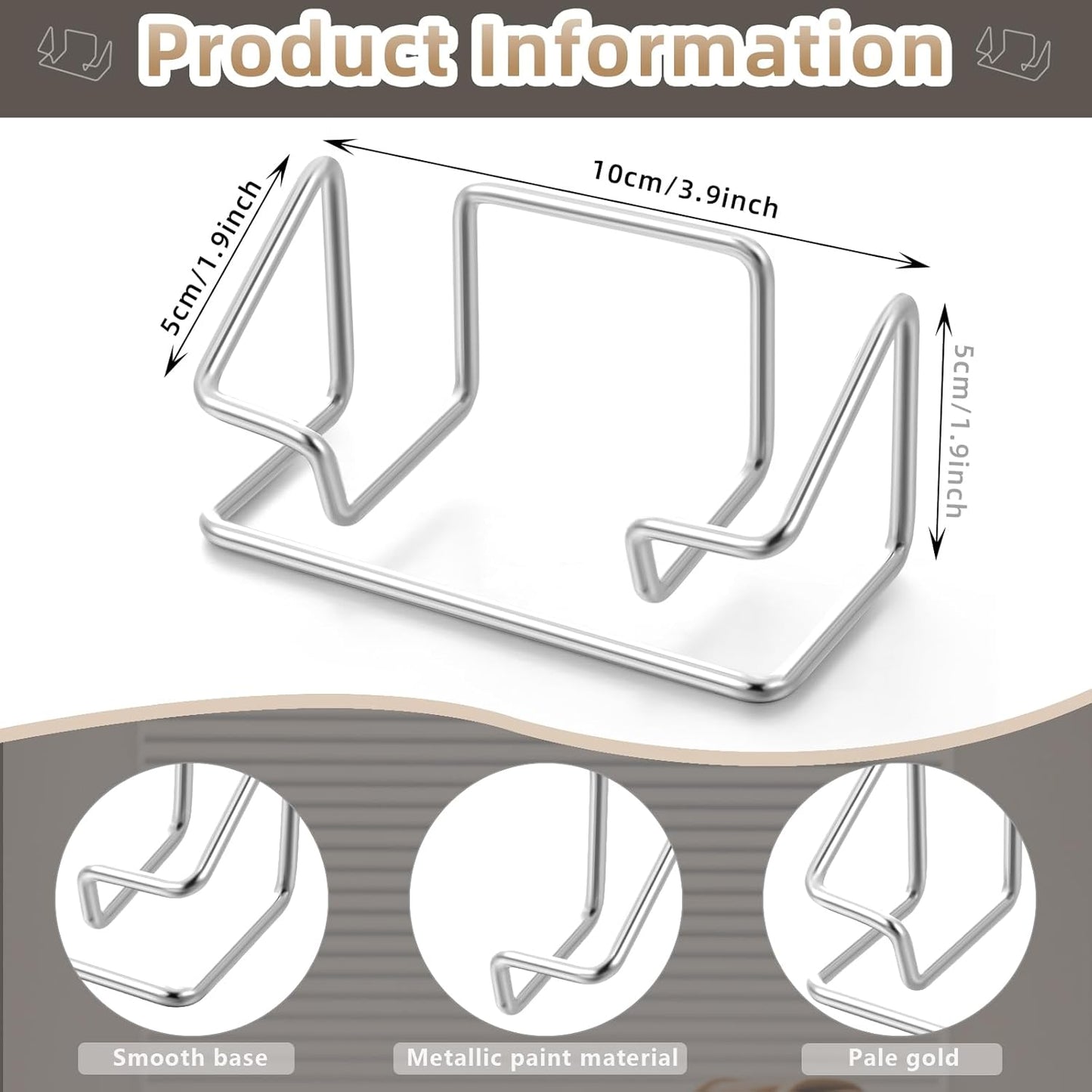 Landhoow 2 Pcs Business Card Holder for Desk, Cute Metal Card Organizers Display Stand Postcard Holder Rack for Desktop Working Office Home Daily Use (Silver)