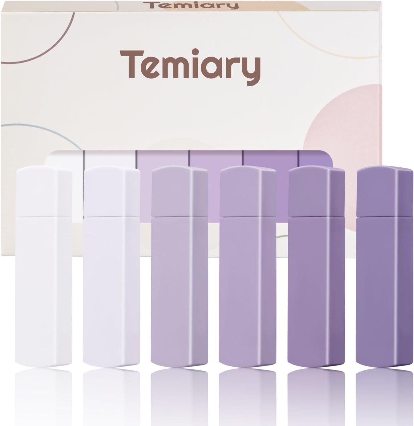 Temiary 6Pcs Mini White Correction Tapes, Quick Dry Smooth Pull Out for Writing, Aesthetic Cute Correction Tape Set Easy To Use for Students School Office Supplies (Purple)