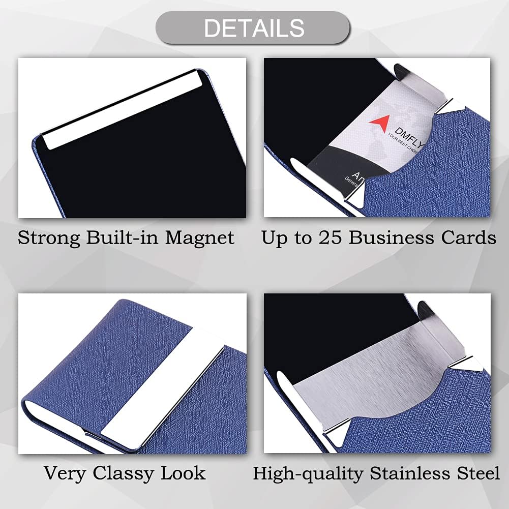 Professional Business Card Holder, Pocket Business Card Case for Women & Men, PU Leather Multi Card Case, Credit Card Wallet, Name Card Holder with Magnetic Closure, Blue-gs