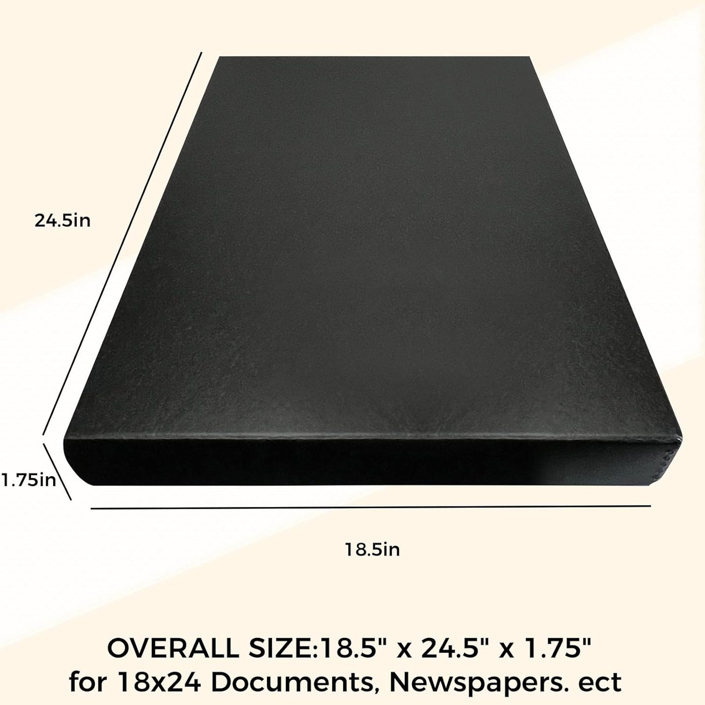 Golden State Art, Archival Folio Storage Box 18x24, Clamshell Design with Metal Edge, Preserve And Store Photos Documents Cards Prints Arts Crafts DIY, Black