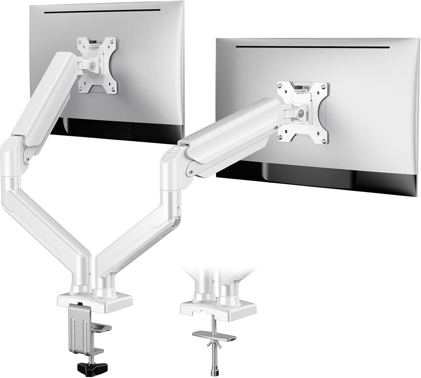 ErGear Dual Monitor Stand up to 32 inches Screen, Load-Bearing Max 22 lbs Each Arm, Adjustable Dual Monitor Mount, Sturdy Steel vesa Monitor Mount with Stable VESA 75x75 100x100mm-White
