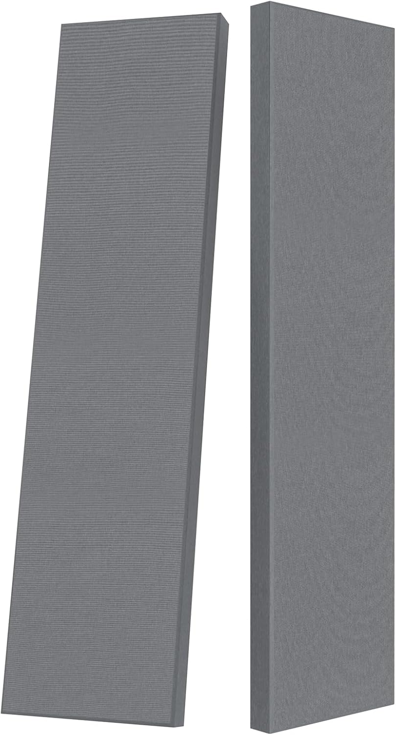 2” Thick Acoustic Panels with Hanging Brackets to the Wall, 2 PCS 47.2” x 11.8” Fiberglass Sound Absorbing Panels for Home Theater Church Office Wall or Ceiling, Light Grey