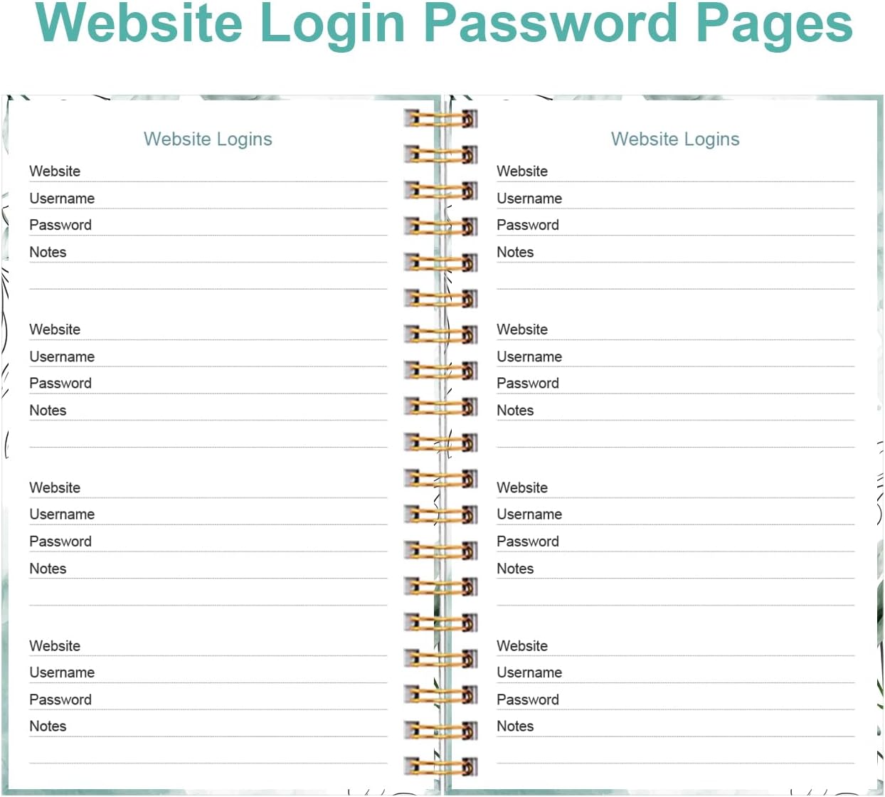 Address Book with Alphabetical Tabs - Small Address Book Spiral with Address Contacts, Special Date, Phone, Birthday & Internet Login Password for Home and Office, 4.3" x 6.2", Teal Flowers