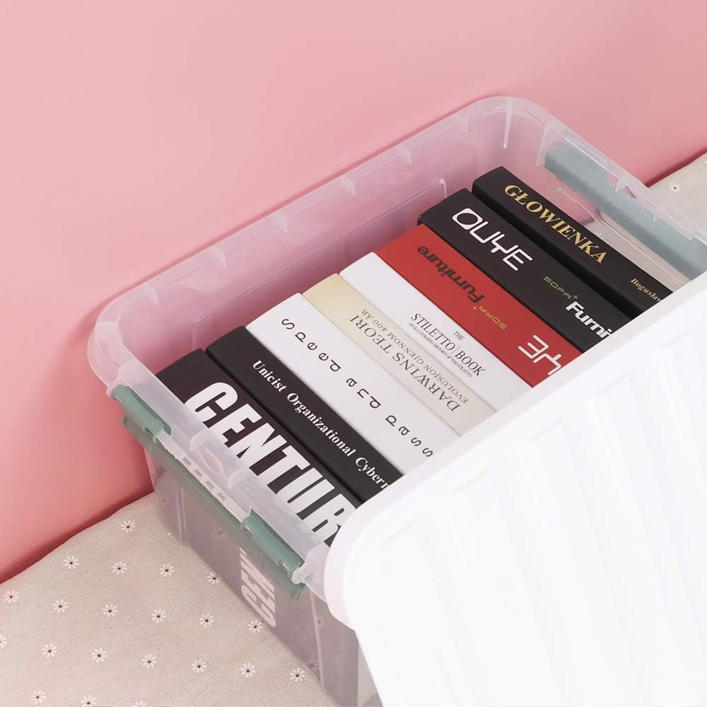 Gloreen 20 Quart Clear Storage Bins with Lid and Handle, Multipurpose Stackable Plastic Storage Latches Box/Containers,set of 4