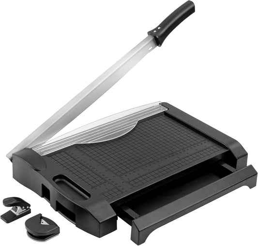 TIANSE Paper Cutter 3 in 1 Paper Trimmer Guillotine with Safety Blade Lock 5 to 10 Sheet Capacity Paper Cutting Board for Home Office School