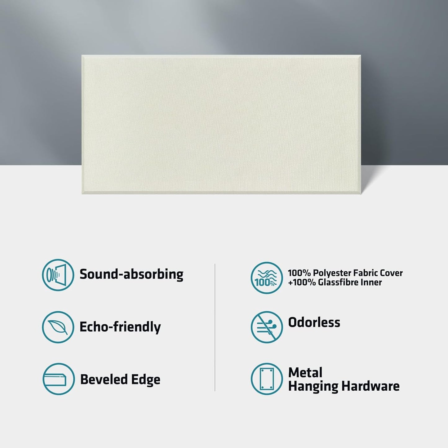 UMIACOUSTICS 4 PCS Acoustic Panels with Hanging Brackets, 2” Thick Fiberglass Sound Proof Panels Removable for Studios, Office, Home Theater Wall- Off White