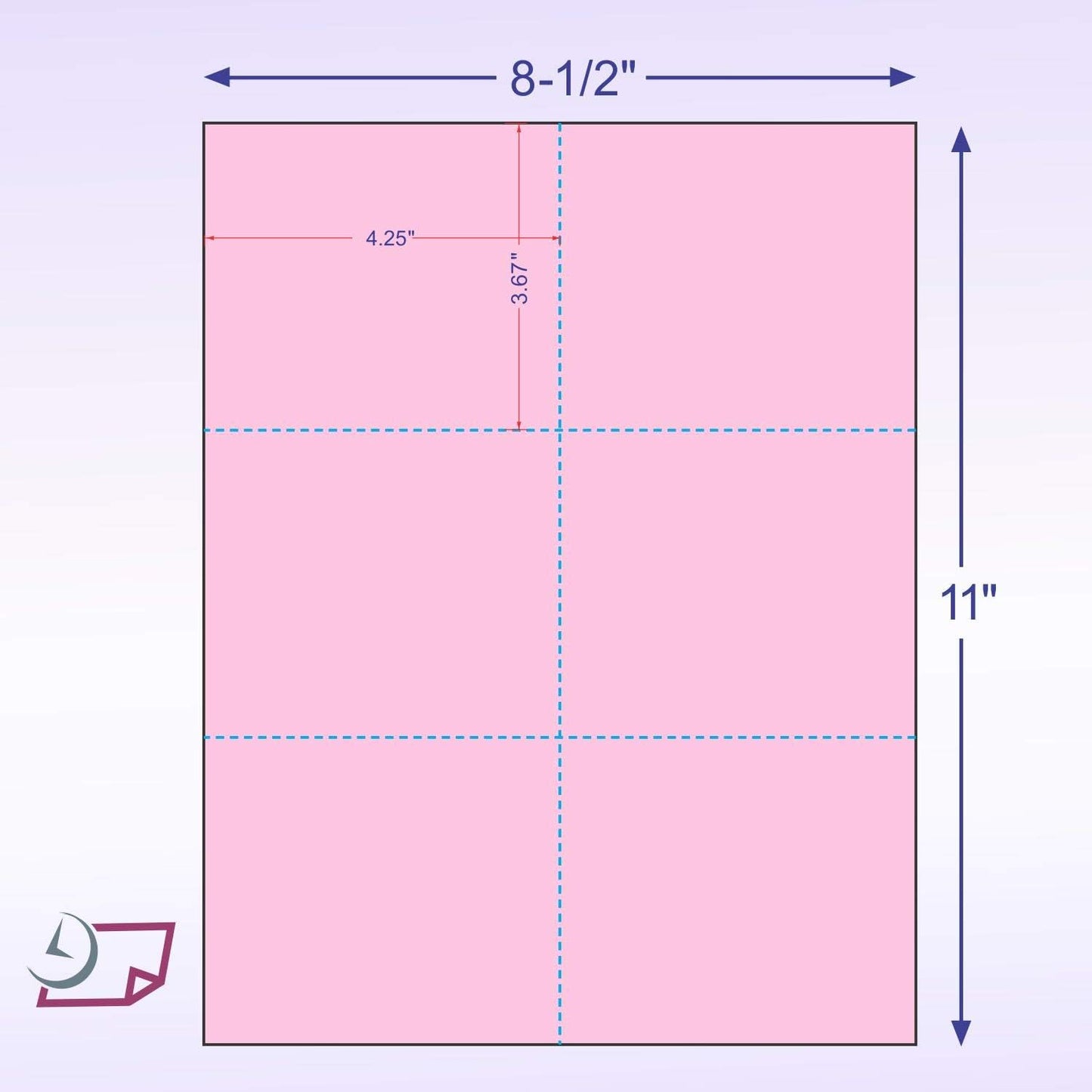 Laser Printer Blank Perforated Cards 6 up per Page (Pink, 6000 Cards)