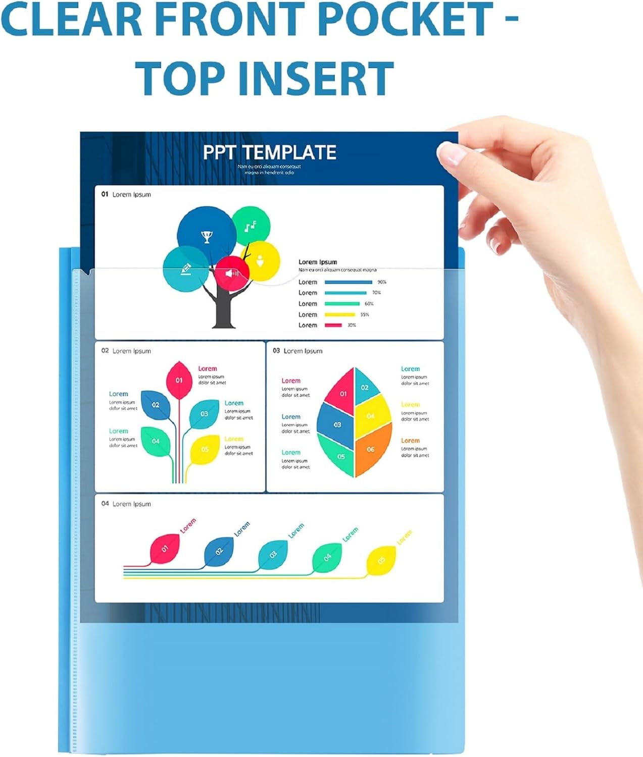16 Packs Heavy Duty 3 Pockets Folders with Prongs, Plastic Folders with Clear Front Pocket, for Letter Size Paper, Assorted Colors/Card Slot for Class Office Home