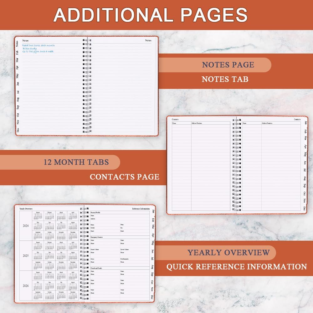Planner 2025-2026 - Weekly & Monthly Planner Runs from Jul 2025 to Jun 2026, 8.5 x 11", 12 Month Tabs, Inner Pocket, PU Leather Cover with Twin-Wire Binding, Monthly Planners 2025-2026, Brown