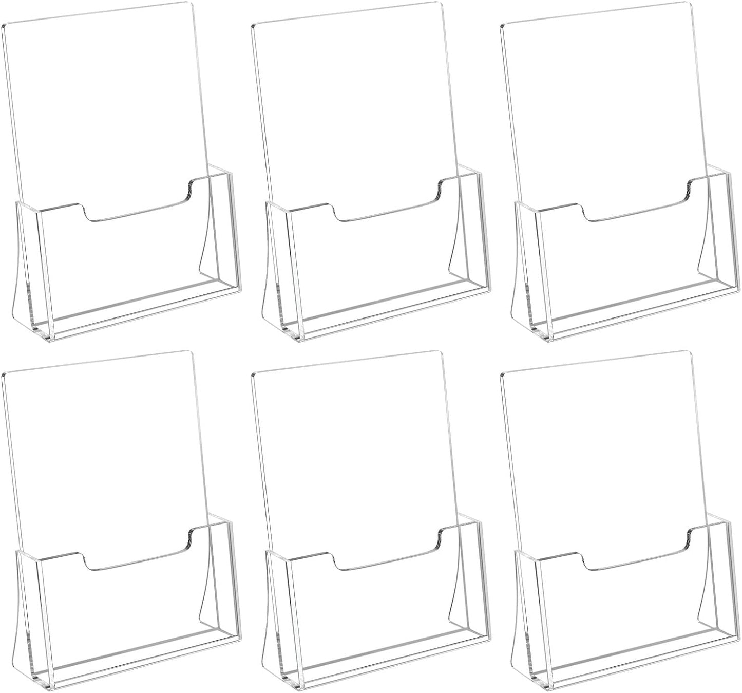 HIIMIEI Brochure Holder 8.5 x 11 inches, Acrylic Flyer Holder with 6 Pack, Plastic Stands for Displaying Magazines, Pamphlets, Literature, Brochures, Booklets, Menu