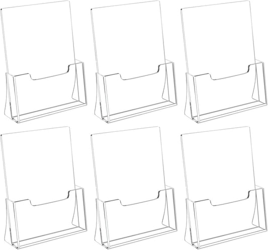 HIIMIEI Brochure Holder 8.5 x 11 inches, Acrylic Flyer Holder with 6 Pack, Plastic Stands for Displaying Magazines, Pamphlets, Literature, Brochures, Booklets, Menu