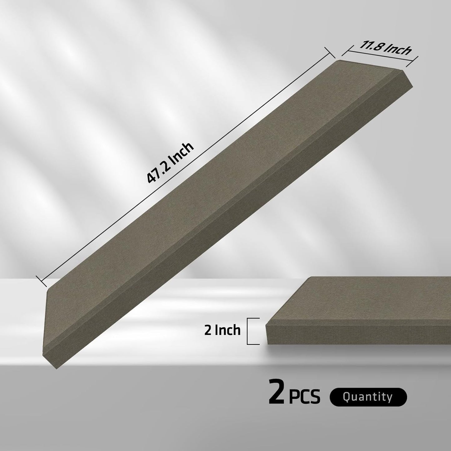 2” Thick Acoustic Panels with Hanging Brackets to the Wall, 2 PCS 47.2” x 11.8” Fiberglass Sound Absorbing Panels for Home Theater Church Office Wall or Ceiling, Light Brown