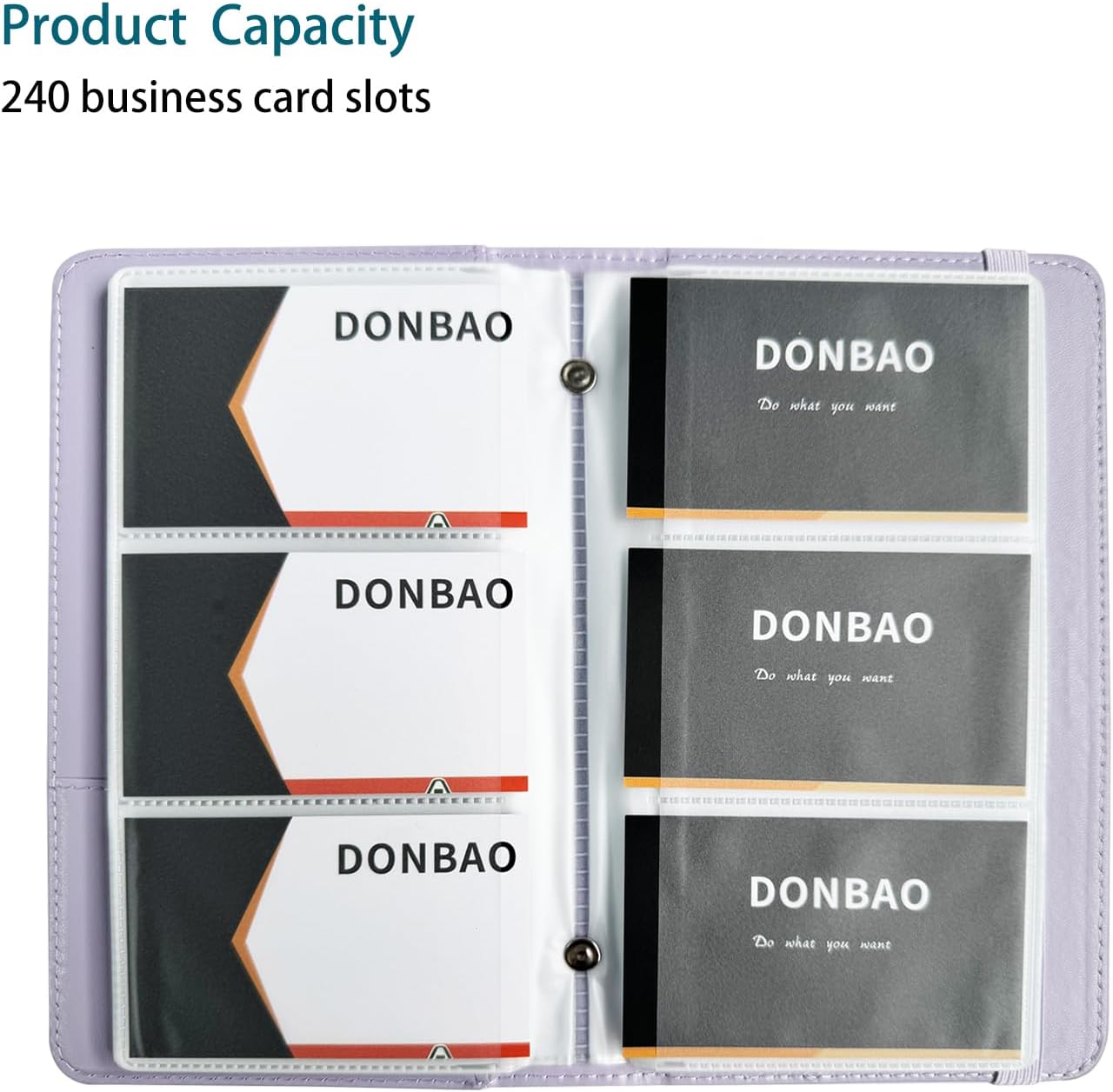 Leather Professional Business Card Holder Book Organizer, 240 Card Slots Capacity Booklet, Premium PU Name Cards Storage Folder with Soft Cover, Credit Card Binder Holder for Men/Women (Purple)